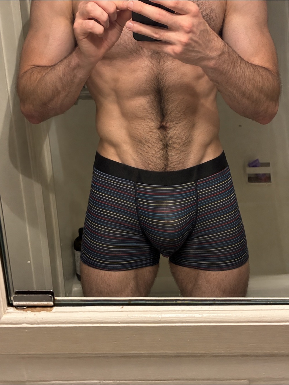 New Vintage Striped Men's Boxer Briefs - Navy Multi size medium